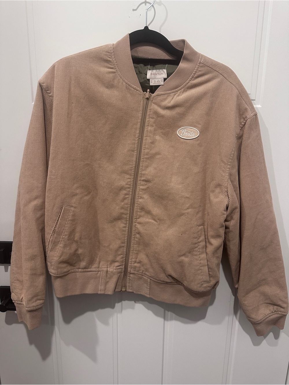 Brixton Taupe Corduroy & Green Reversible Bomber Trucker Jacket